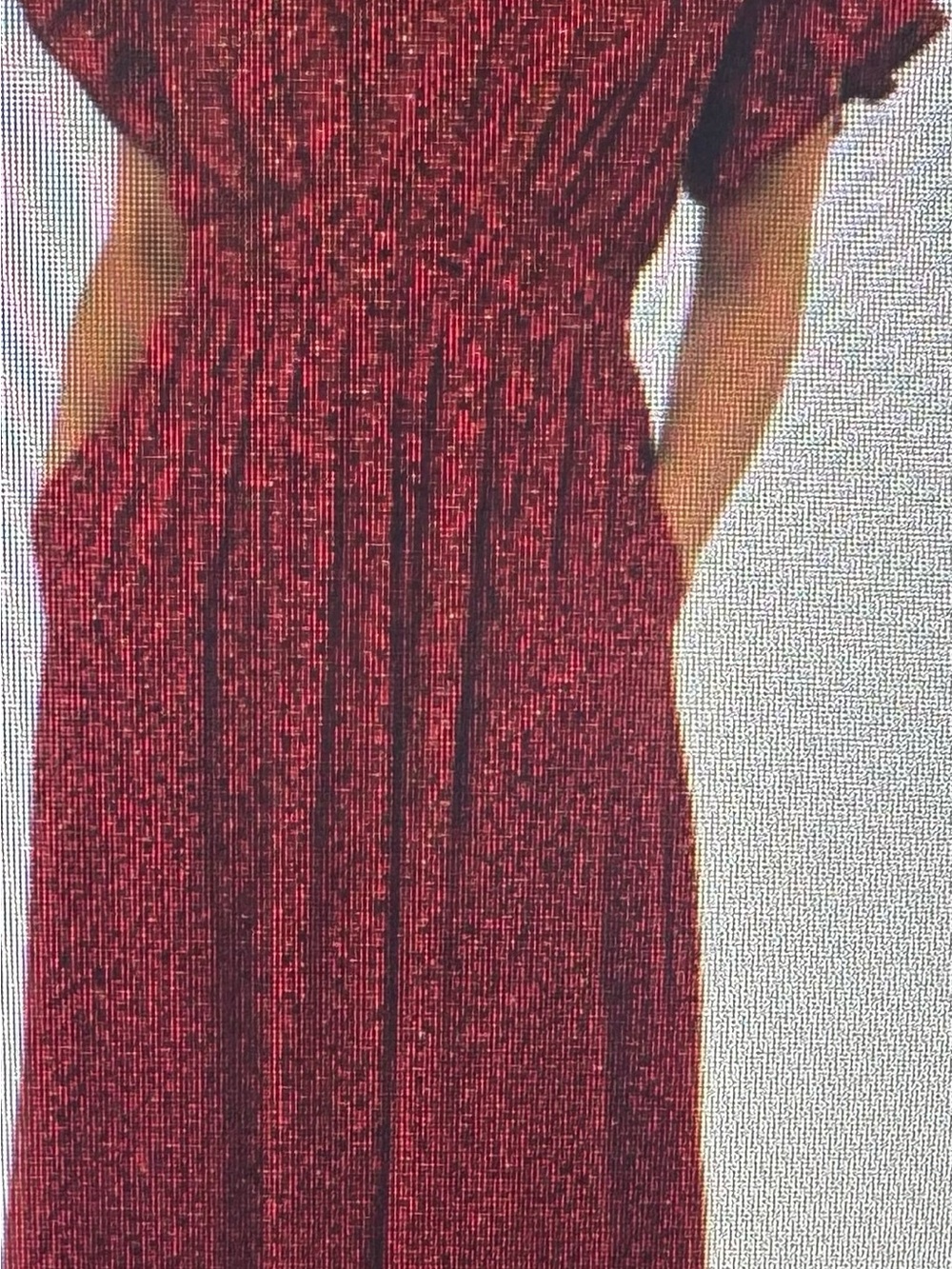 New Max Studio XS Red Smocked Waist Dress - Women 19 PTP 44 length - Picture 5 of 5